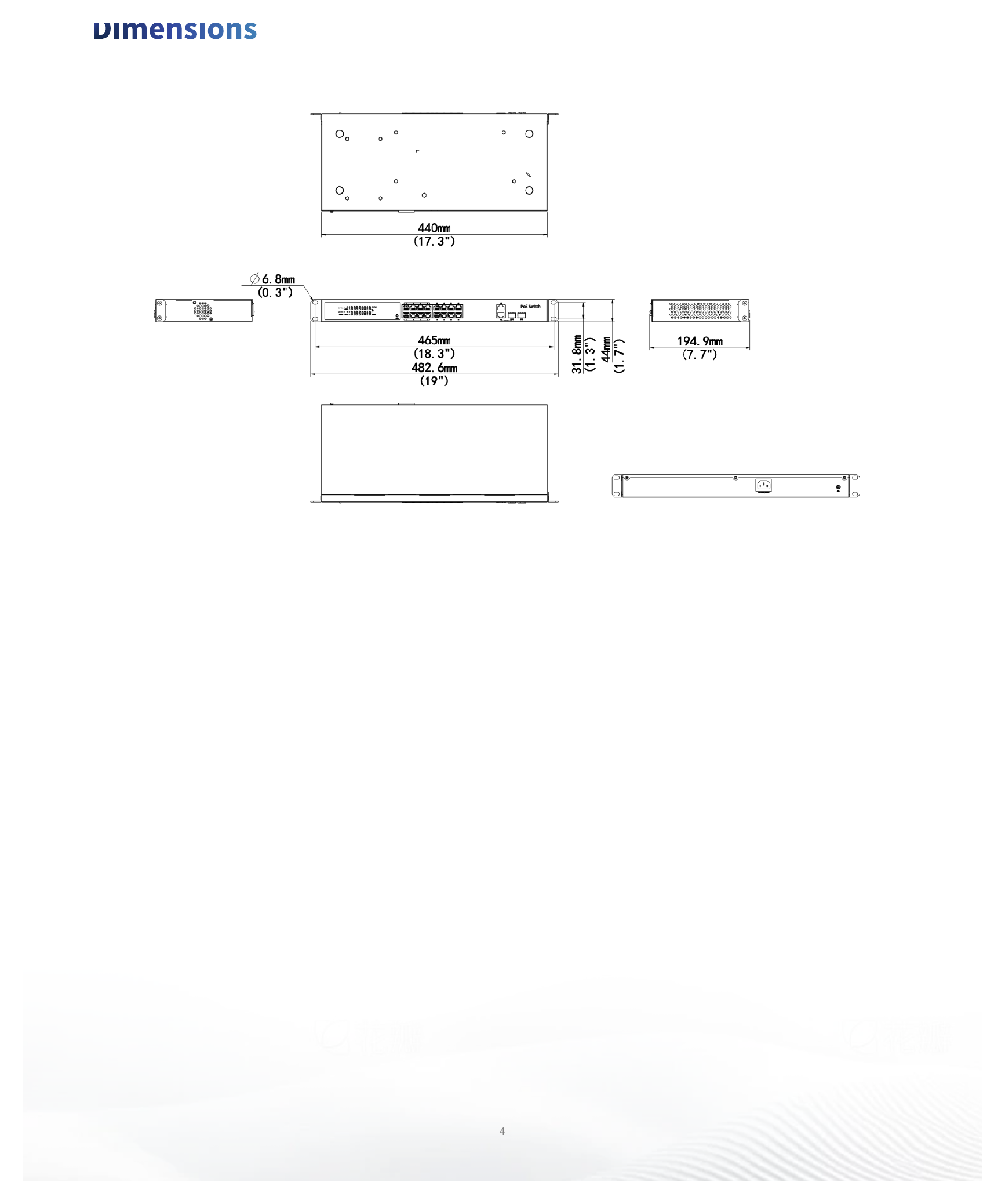 NSW3000-17GT1GP1GC-LPOE-IN 外形尺寸圖 詳見圖示｜Unit: mm
