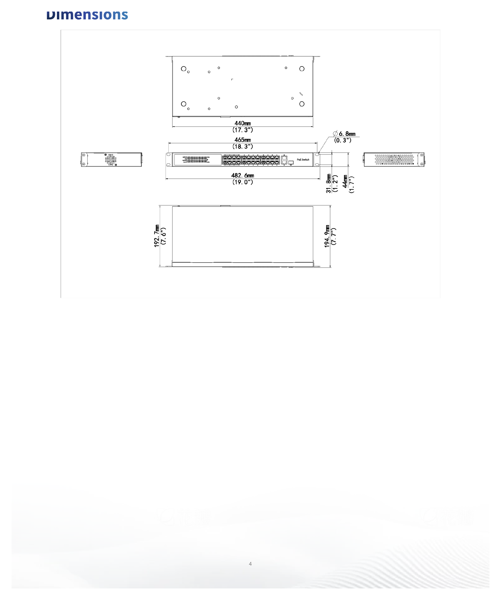 NSW3000-24T1GT1GC-LPOE-IN 外形尺寸圖 詳見圖示｜Unit: mm