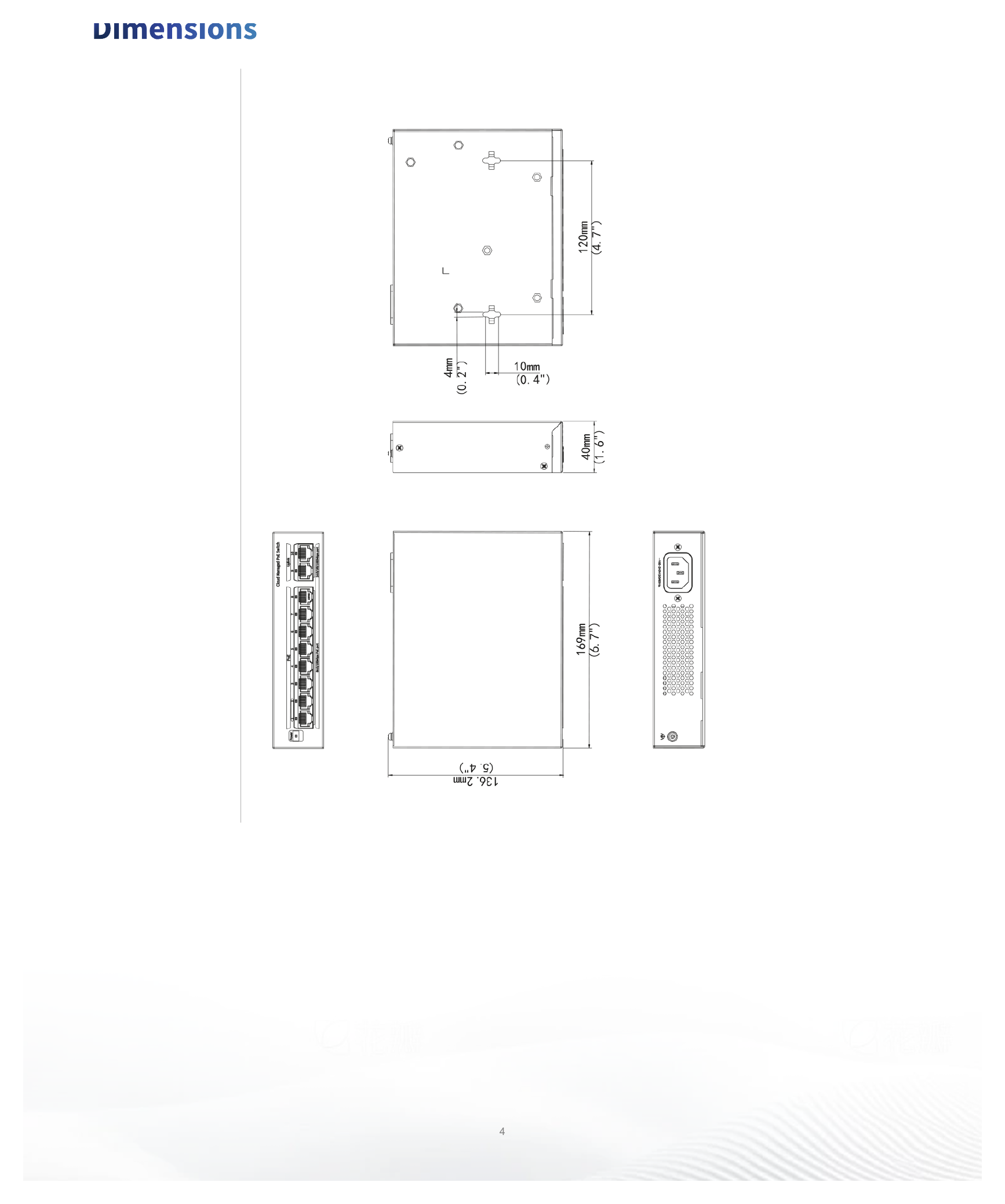 NSW3000-8T2GT-POE-IN 外形尺寸圖 詳見圖示｜Unit: mm