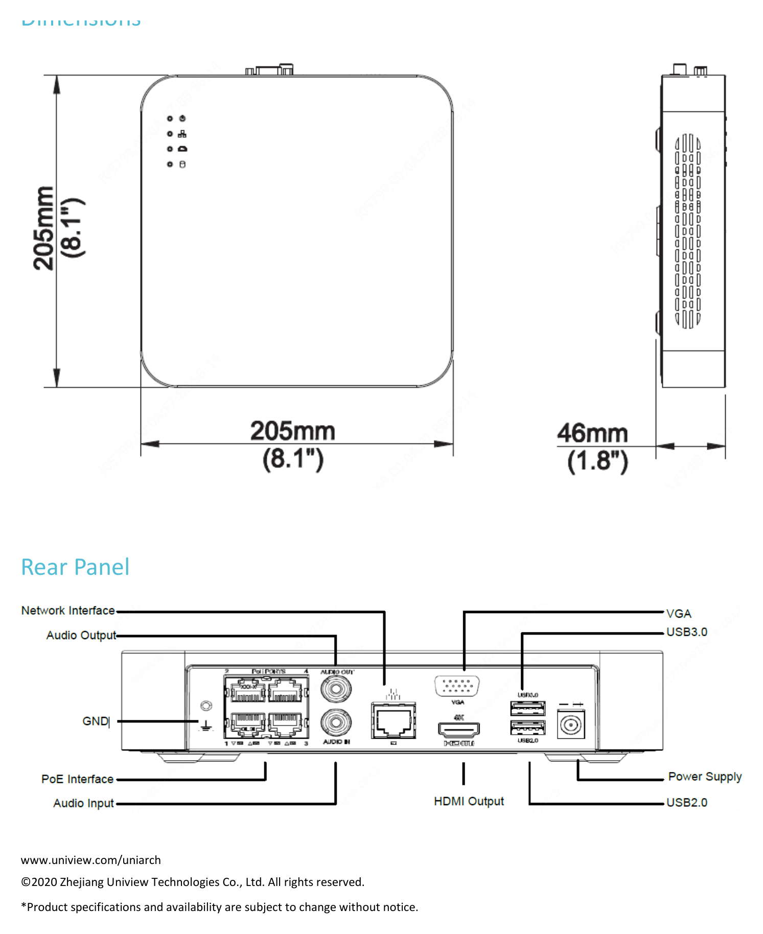NVR-104LX-P4 外形尺寸圖 詳見圖示|Unit: mm