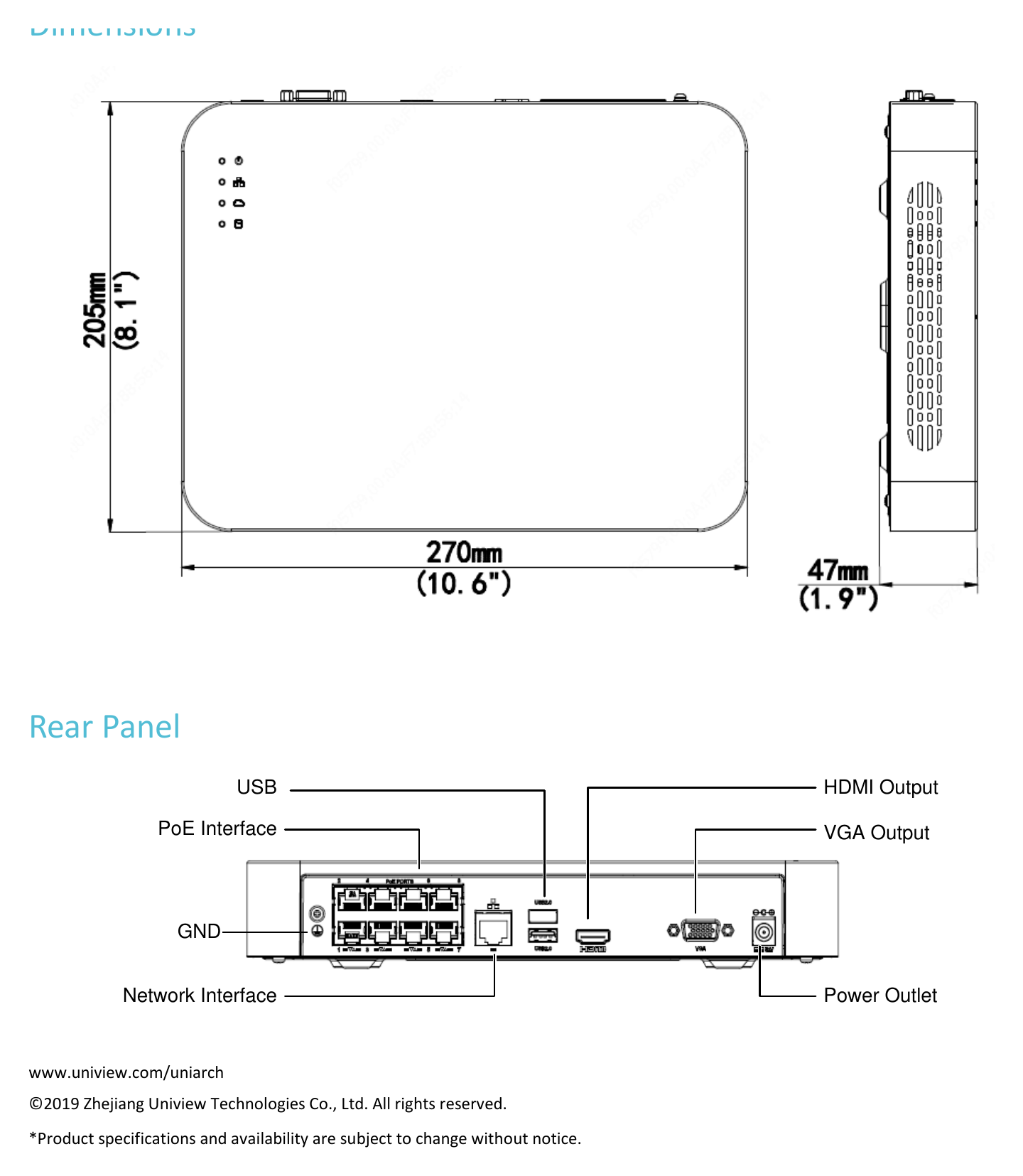 NVR-108LB-P8 外形尺寸圖 詳見圖示｜Unit: mm