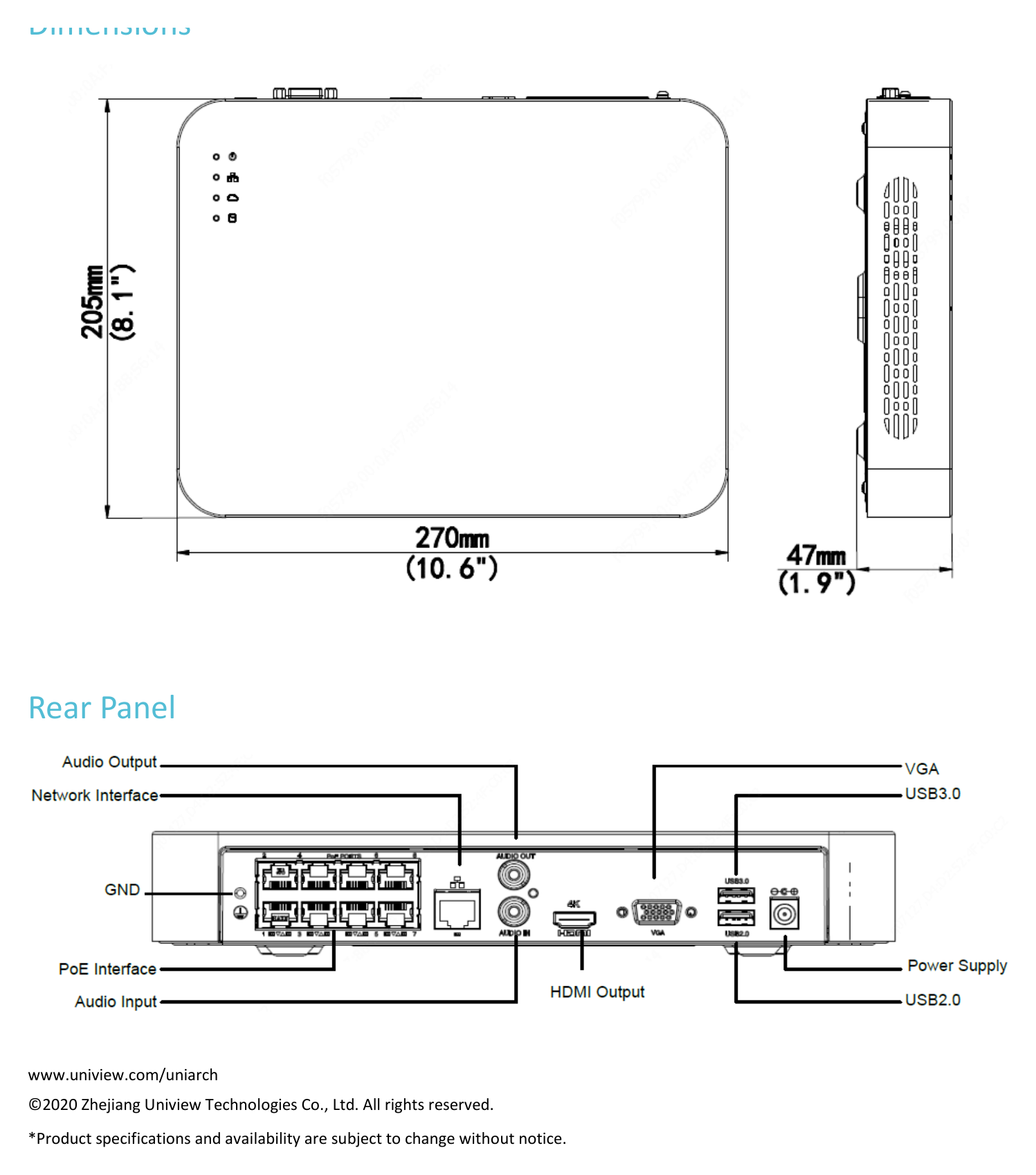 NVR-108LX-P8 外形尺寸圖 詳見圖示｜Unit: mm