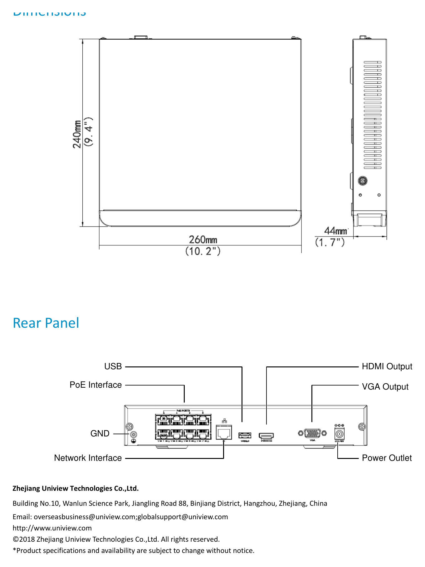 NVR301-08B-P8-V1.00 外形尺寸圖 詳見圖示｜Unit: mm