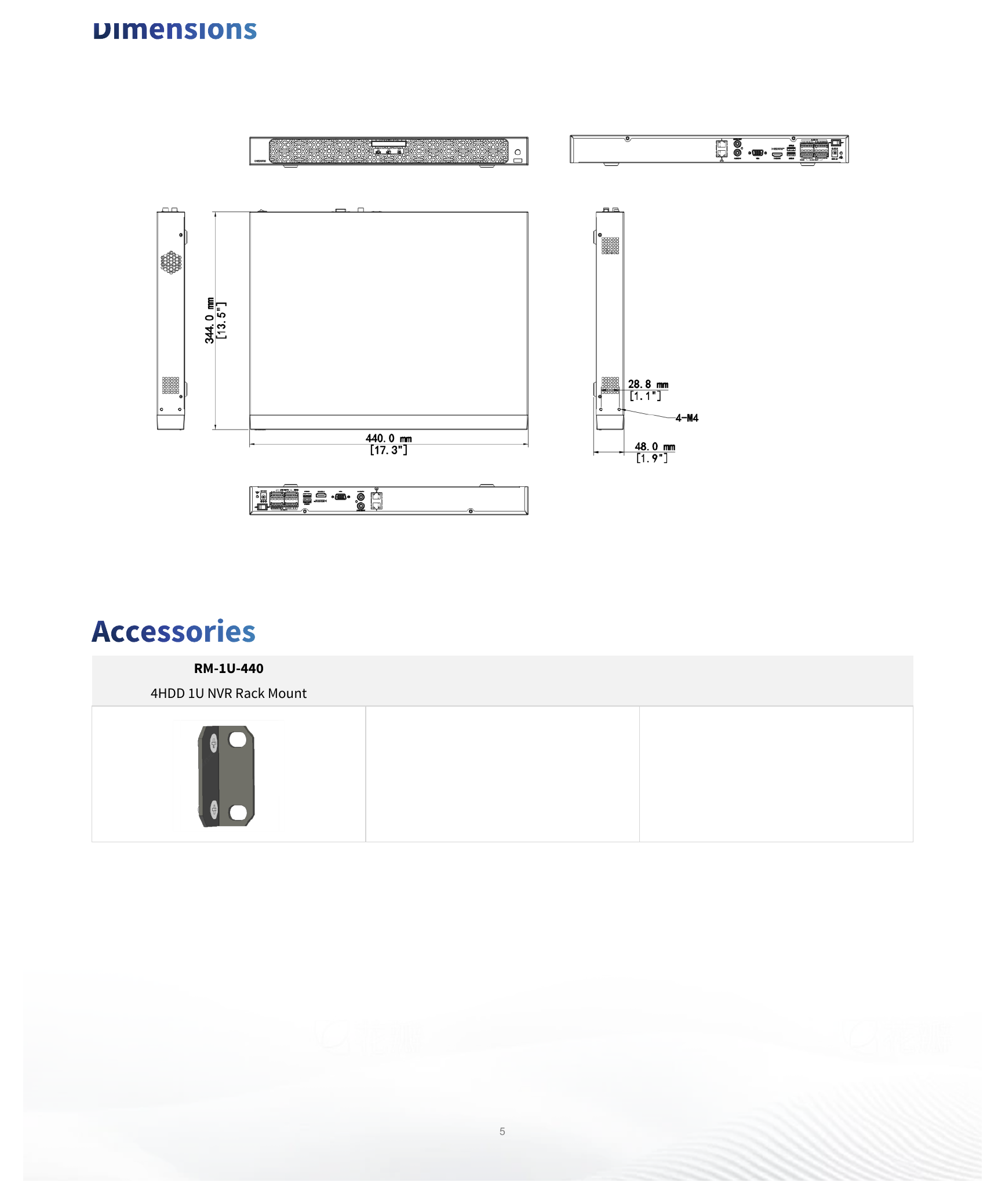 NVR504-16B-IQ 外形尺寸圖 440mm × 344mm × 48mm (17.3"×13.5"×1.9")｜Unit: mm