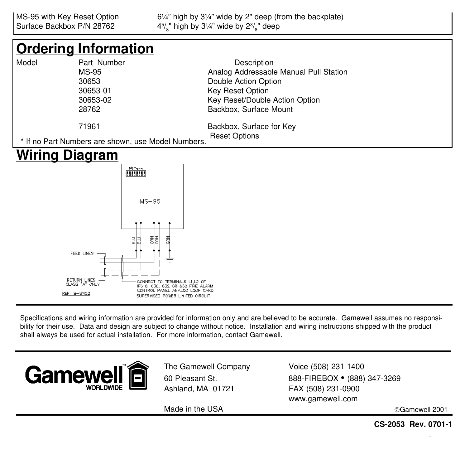 OBS-CS-2053 外形尺寸圖 45/8" high by 3¼” wide by 2" deep (from the backplate)|Unit: mm