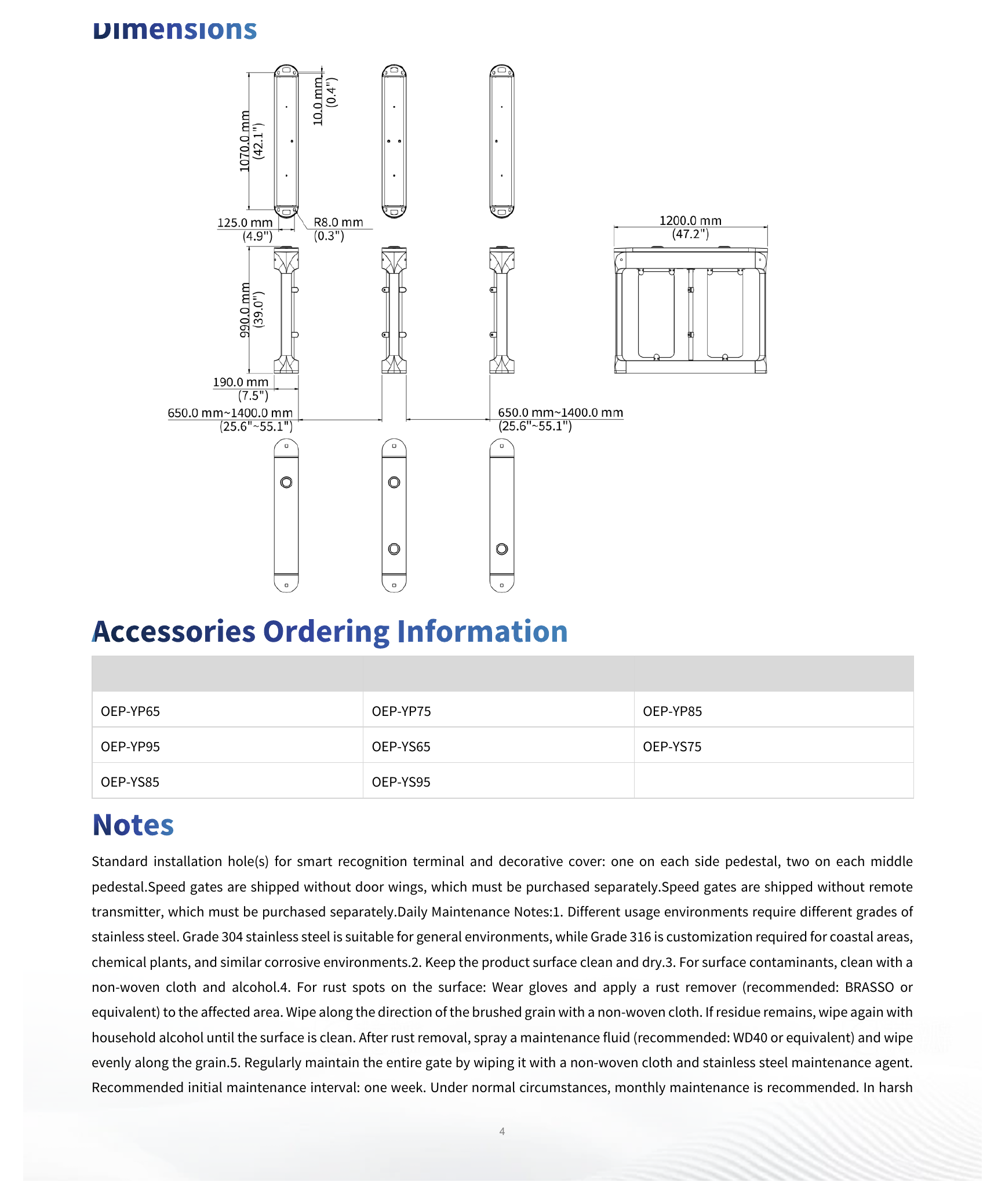 OFG8321N-L 外形尺寸圖 1200 x 990 x 190 mm｜重量 36.3KG 37.3KG 36.3KG｜Unit: mm