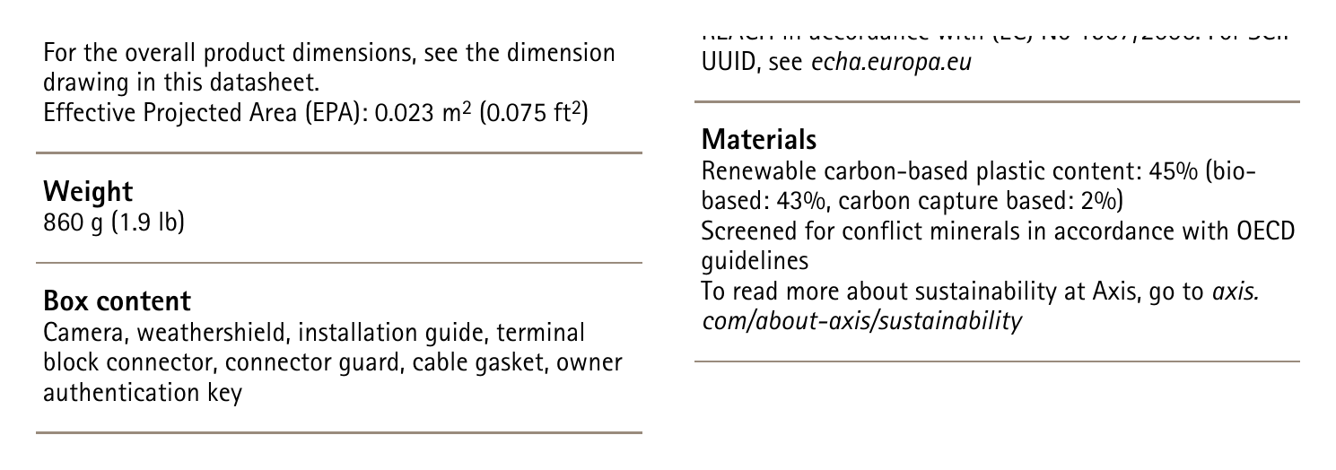 P3287-LVE 外形尺寸圖 REACH in accordance with (EC) No 1907/2006. For SCIP Materials Renewable carbon-based plastic content: 45% (bio-｜重量 base