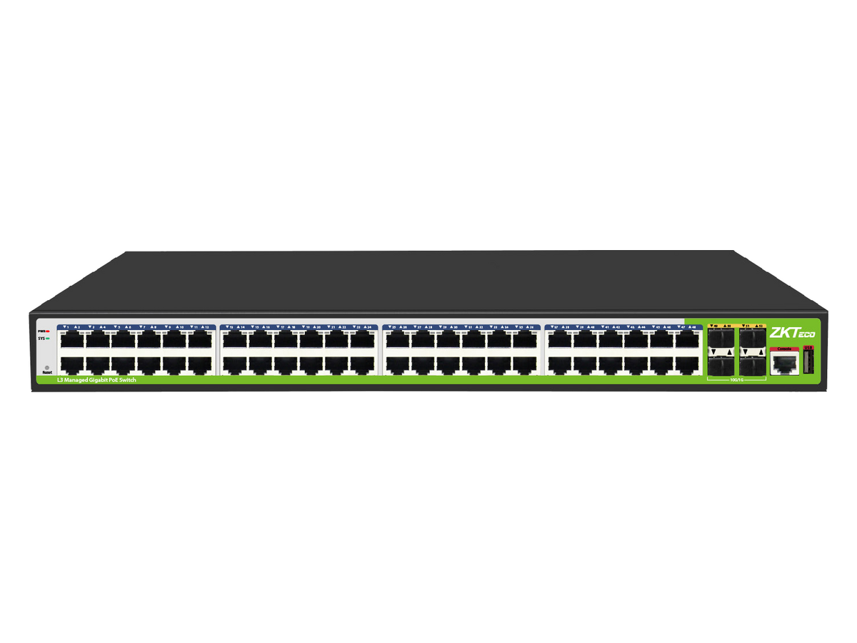 PE484S-400-M-G ZKTeco 48-Port L3 Managed Gigabit PoE Switch with 4*10Gigabit SFP+ Uplinks 產品圖片