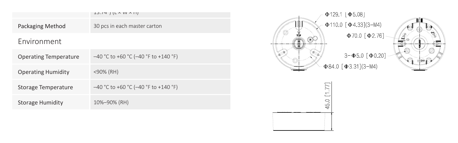 PFA197R 外形尺寸圖 Φ129.1 mm × 45.0 mm (Φ5.08" × 1.77")|Unit: mm