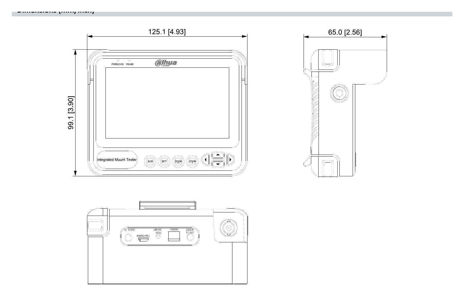 PFM904 外形尺寸圖 125.0 mm × 100.0 mm × 65.0 mm (4.92" × 3.94"× 2.56") (L × W × H)|Unit: mm