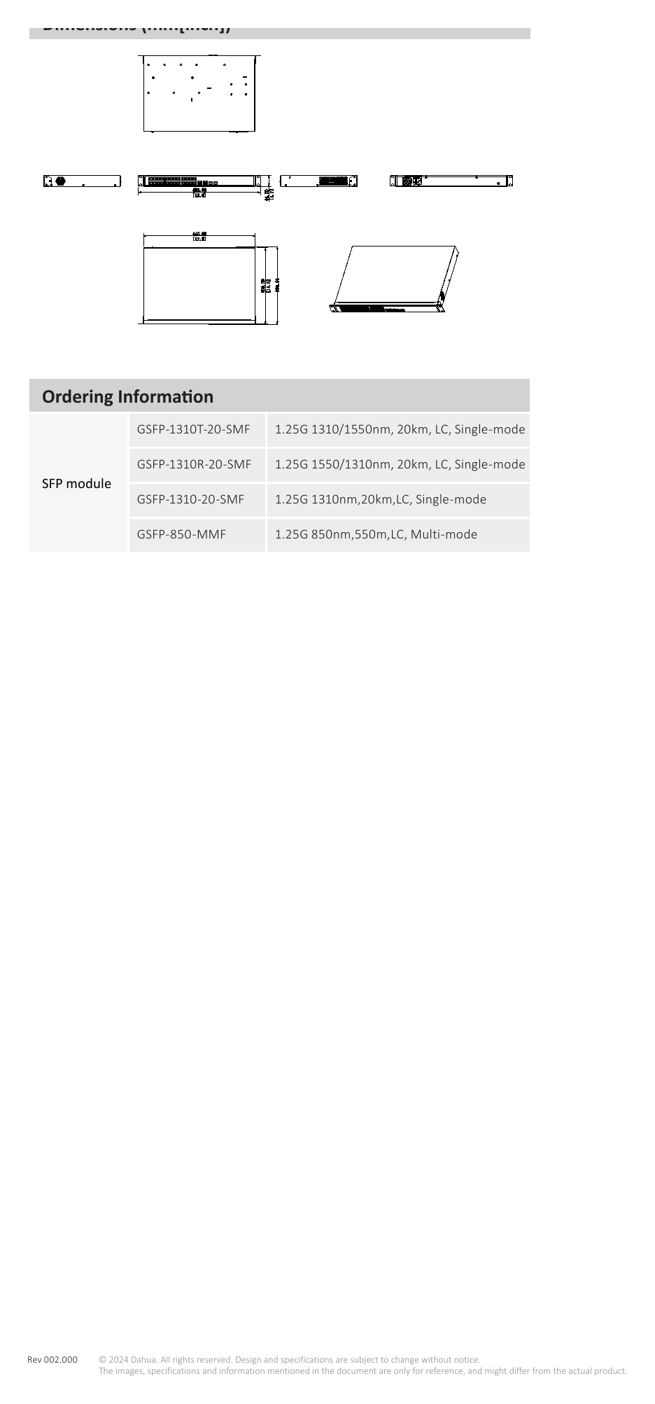 PFS3228-24GT-360 外形尺寸圖 440 mm × 300 mm × 44 mm (17.32" × 11.81" × 1.73") IEEE802.3, IEEE802.3u, IEEE802.3x, IEEE802.3ab, Standards Compliance｜U