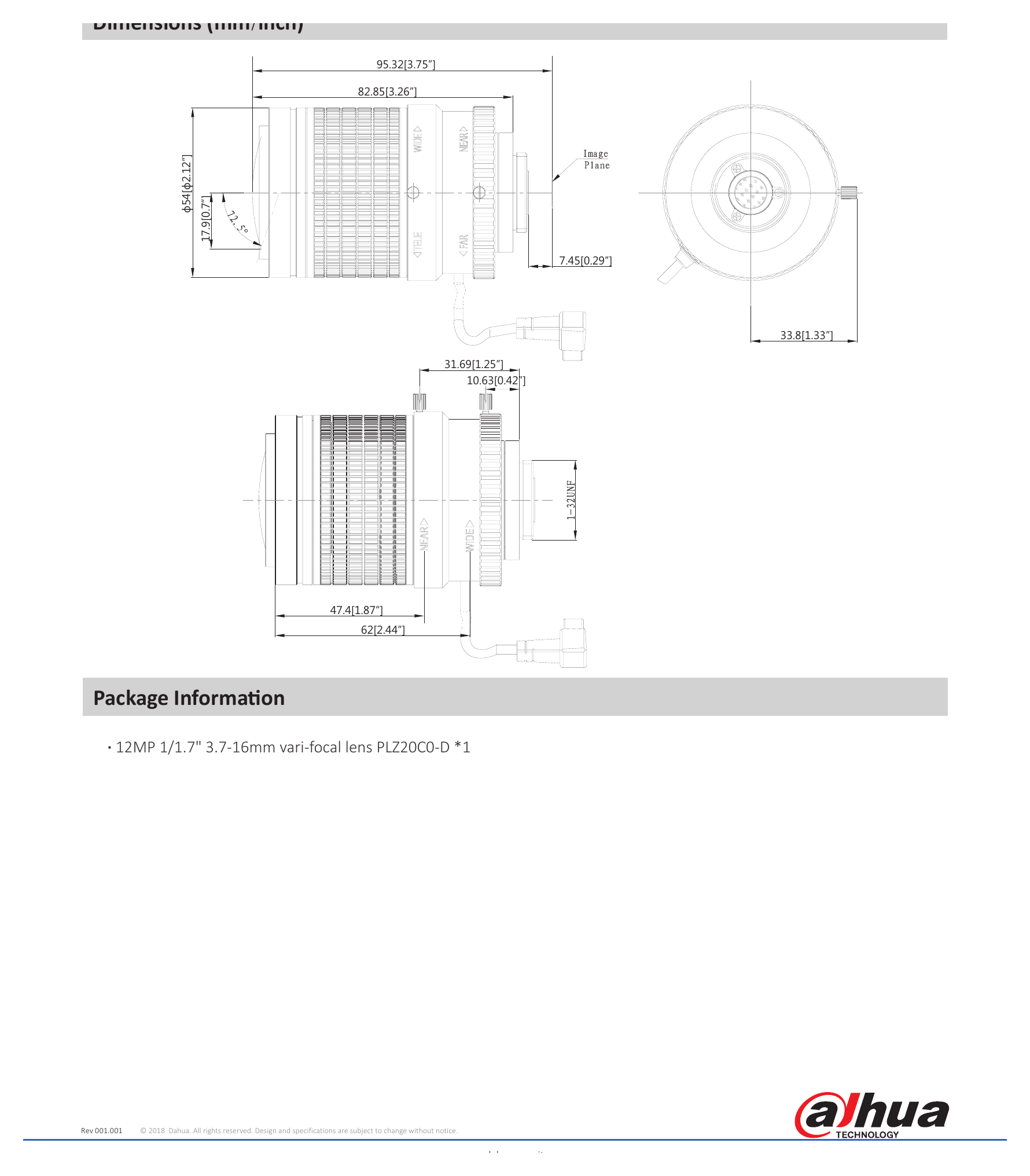 PLZ20C0-D 外形尺寸圖 ɸ54mmx82.8mm (ɸ2.12”x3.26”)|重量 0.27kg (0.6lb)|Unit: mm