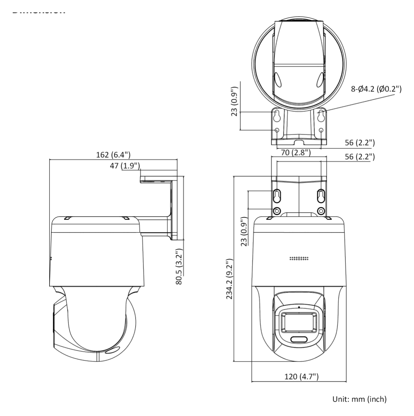 PTZ-N2C200C-DE 外形尺寸圖 詳見圖示｜Unit: mm