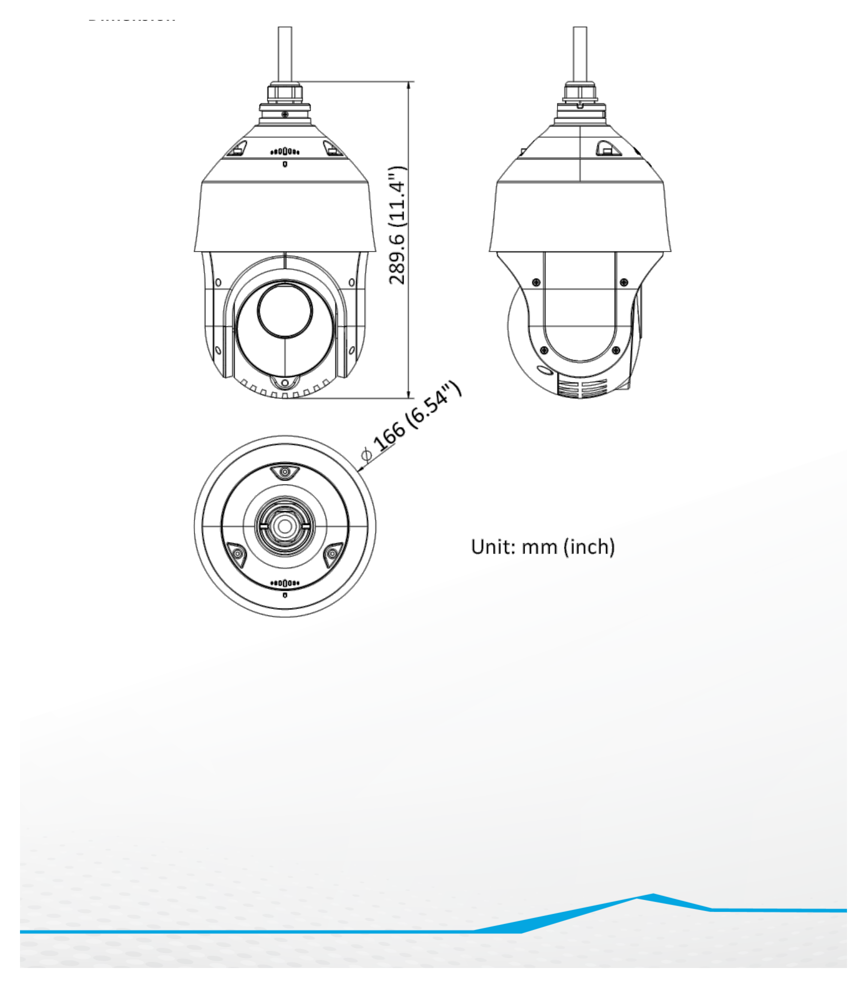 PTZ-N4215I-DE 外形尺寸圖 Ø 165.9 mm × 290 mm (Ø 6.53