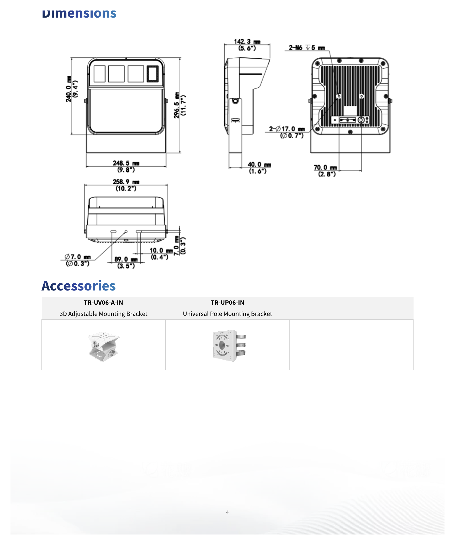 RVS441-2D-D15-OS 外形尺寸圖 248.5mm (W) ×142.3mm (D) ×240.0mm (H)｜重量 2.86kg (with bracket) Support｜Unit: mm