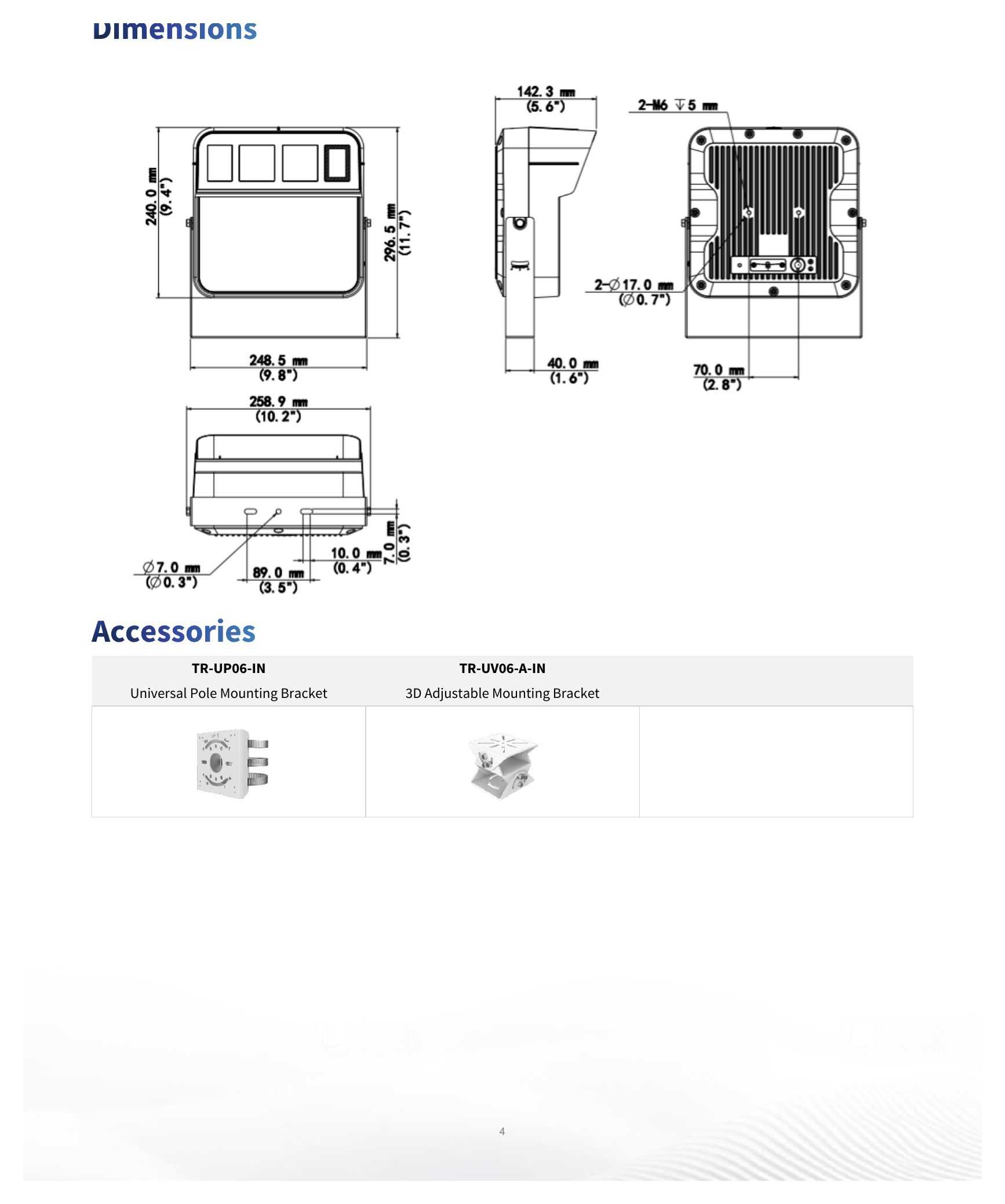 RVS441-2D-D30-OS 外形尺寸圖 248.5mm (W) ×142.3mm (D) ×240.0mm (H)｜重量 2.86kg (with bracket) Support｜Unit: mm