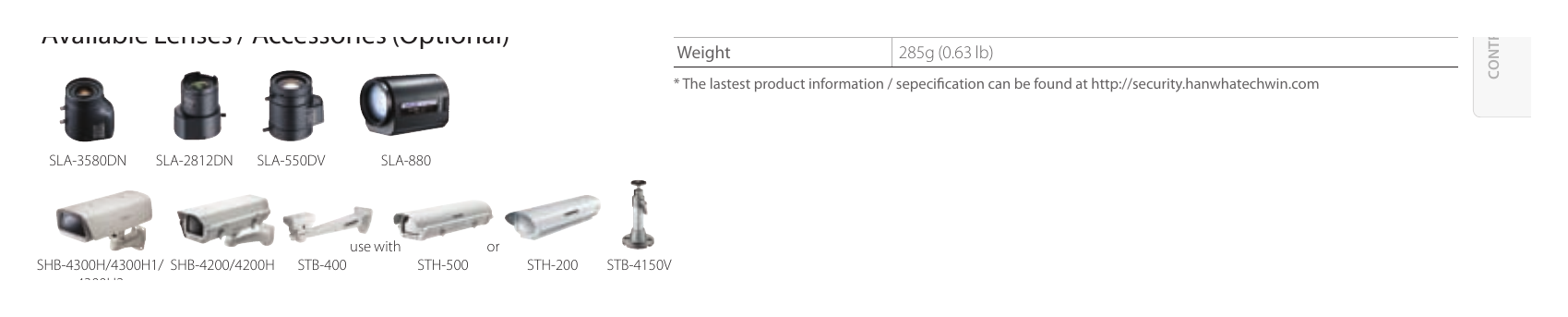 SCB-3003 外形尺寸圖 Unit : mm (inch)｜重量 285g (0.63 lb) * The lastest product information / sepecification can be found at http://security.ha