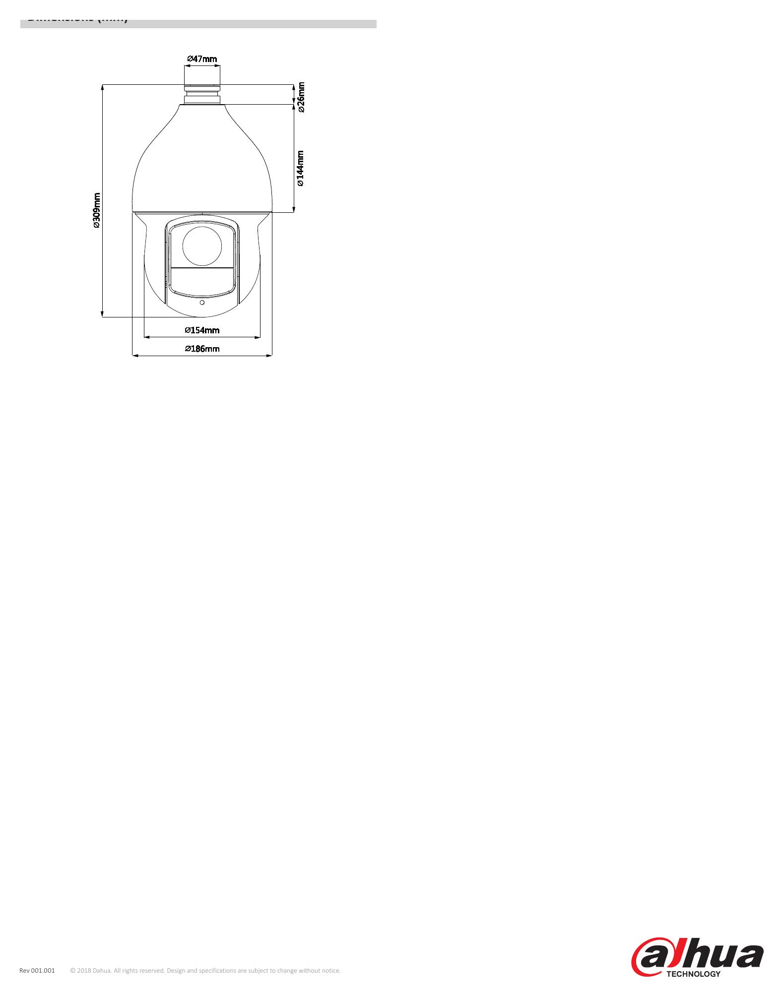 SD59225U-HNI 外形尺寸圖 Φ186(mm) x 309(mm) PFA110 + PFB300C PFA110 + PFB300S + PFA120｜Unit: mm
