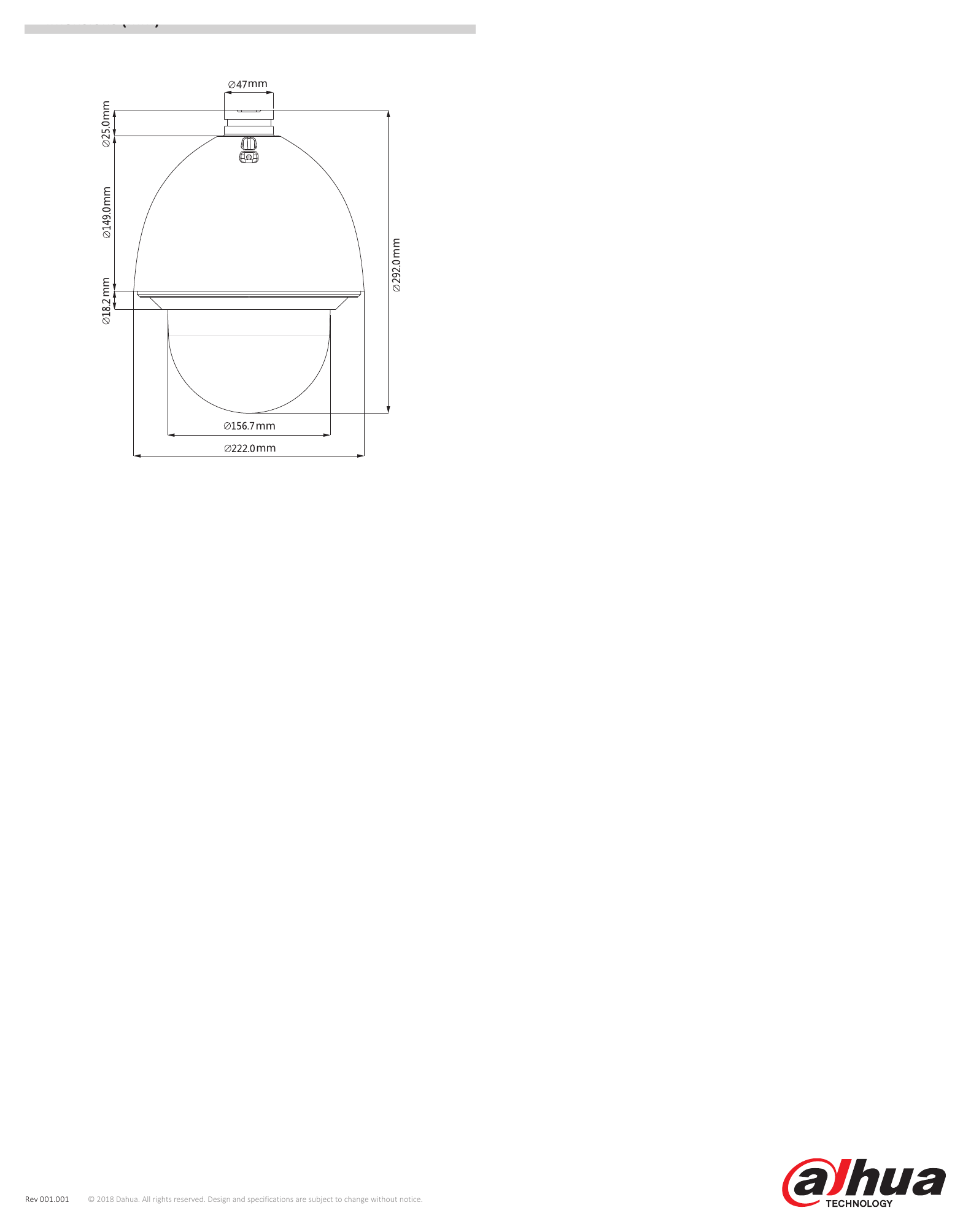 SD60225U-HNI 外形尺寸圖 Φ222(mm) x 292(mm) PFA111 + PFB300C PFA111 + PFB303W + PFA120｜Unit: mm