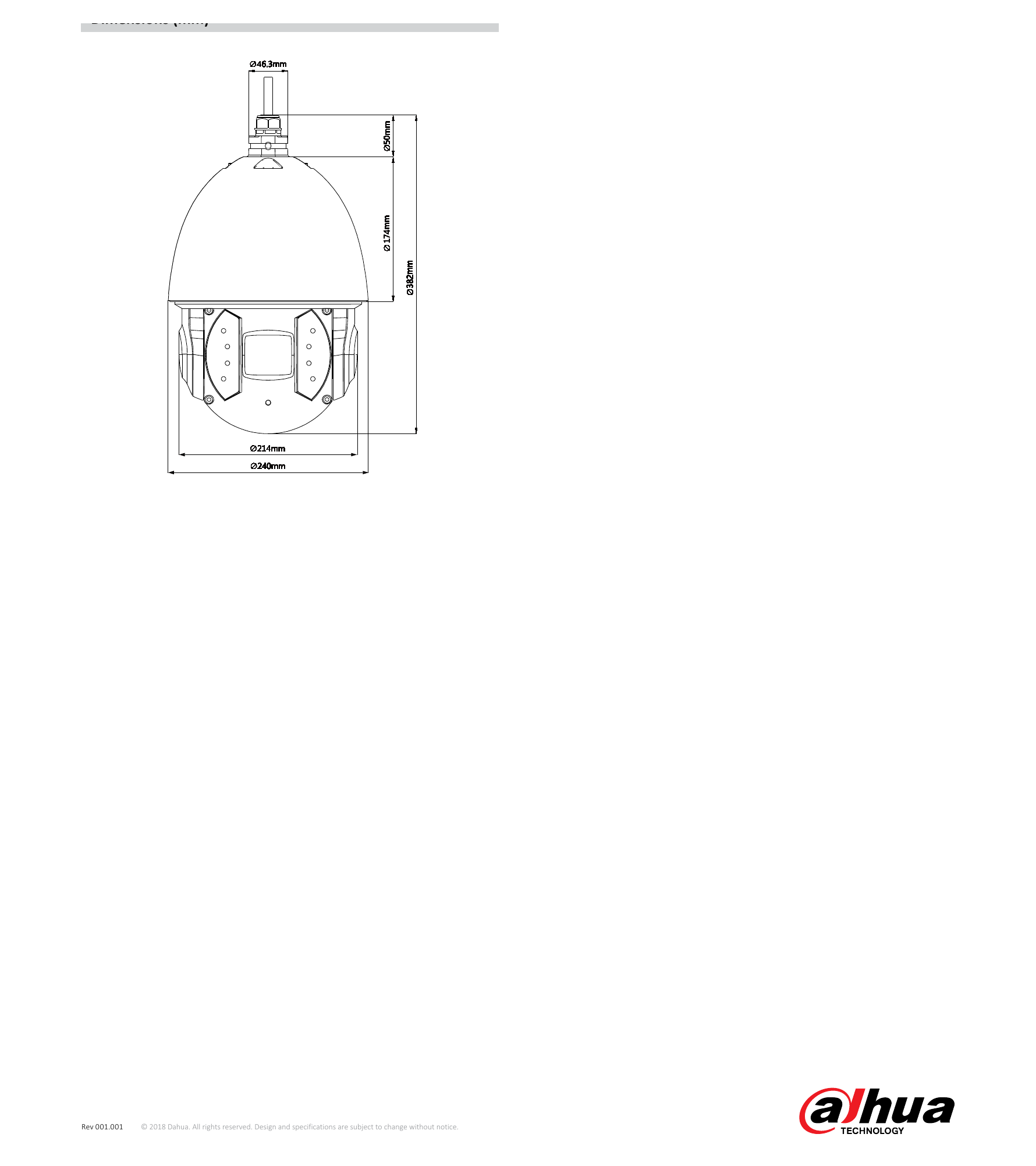 SD6AE240V-HNI 外形尺寸圖 Φ240(mm) x 382 (mm)｜Unit: mm