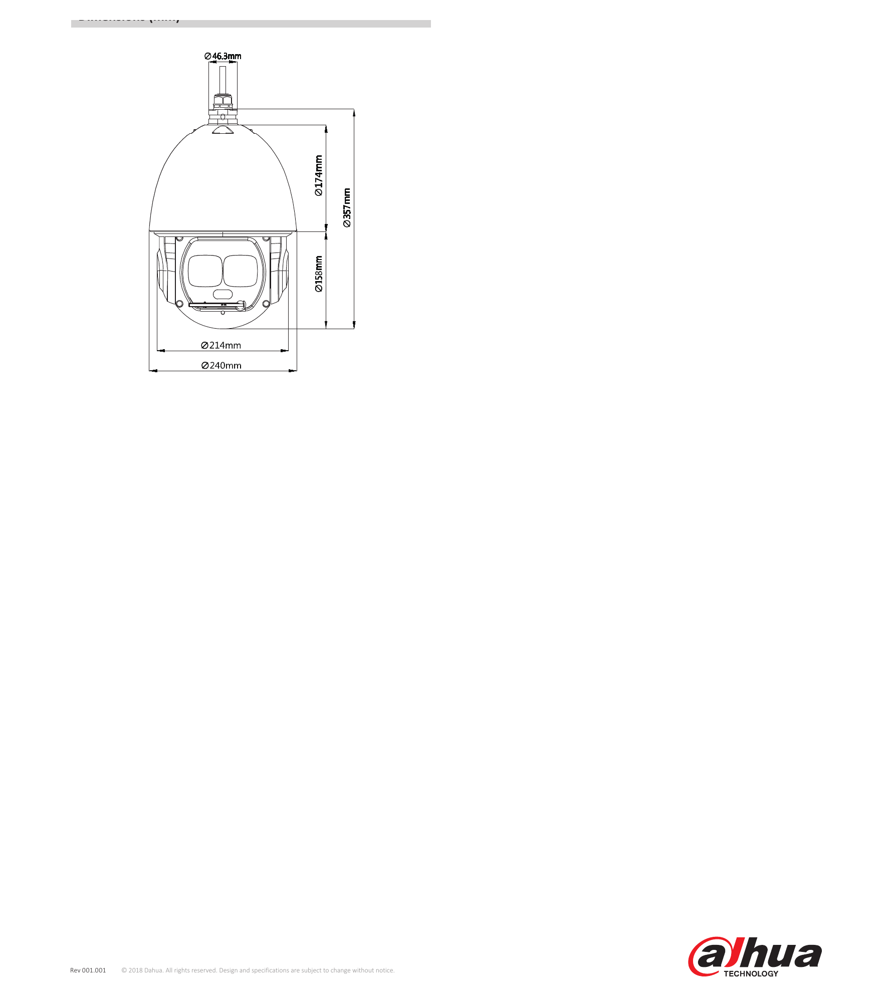 SD6AL230F-HNI 外形尺寸圖 Φ240(mm) x 357(mm)｜Unit: mm