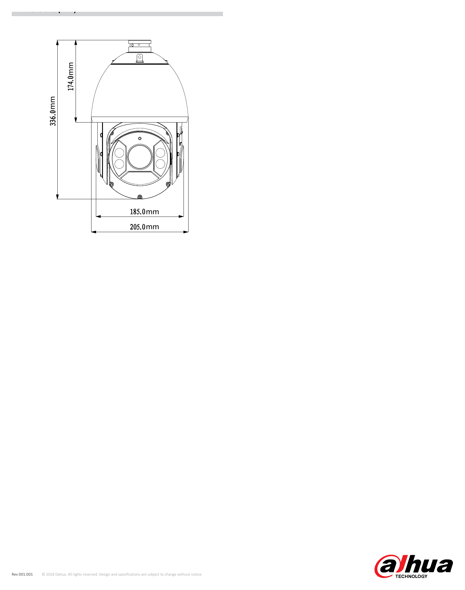 SD6C225U-HNI 外形尺寸圖 Φ205(mm) x 336(mm) Corner Mount Parapet Mount｜Unit: mm