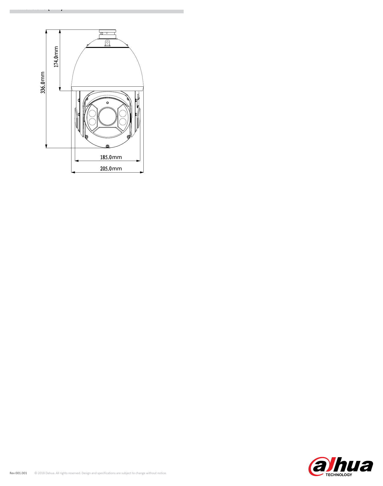 SD6C230U-HNI 外形尺寸圖 Φ205(mm) x 336(mm) Corner Mount Parapet Mount｜Unit: mm