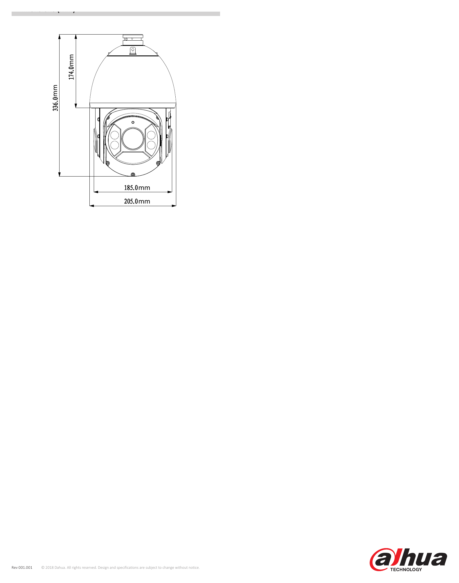 SD6C430U-HNI 外形尺寸圖 Φ205(mm) x 336(mm) Corner Mount Parapet Mount｜Unit: mm