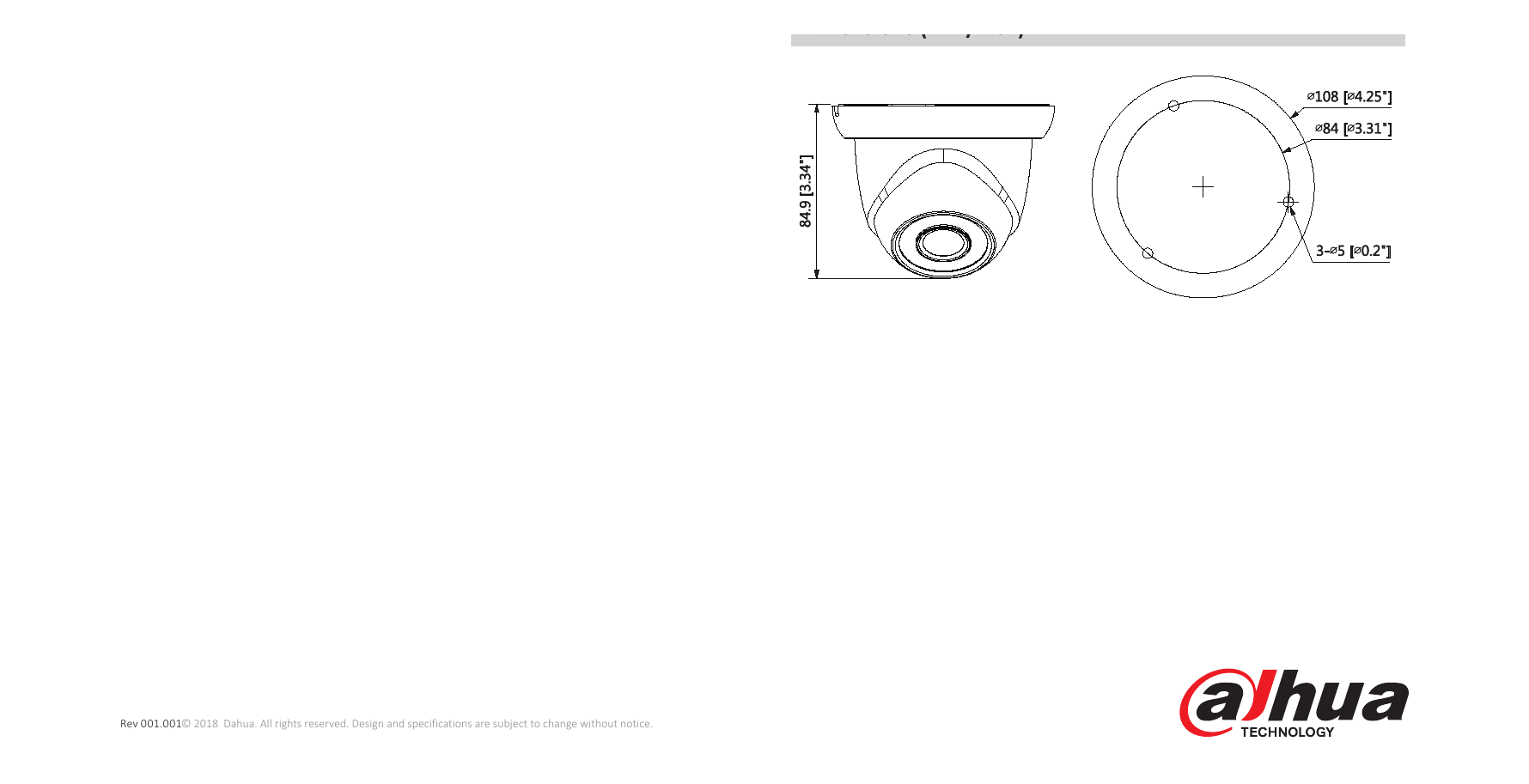 SE125-S2 外形尺寸圖 Φ108mm×84.9mm(4.25''x3.15'') Juncon Mount Pole Mount｜Unit: mm