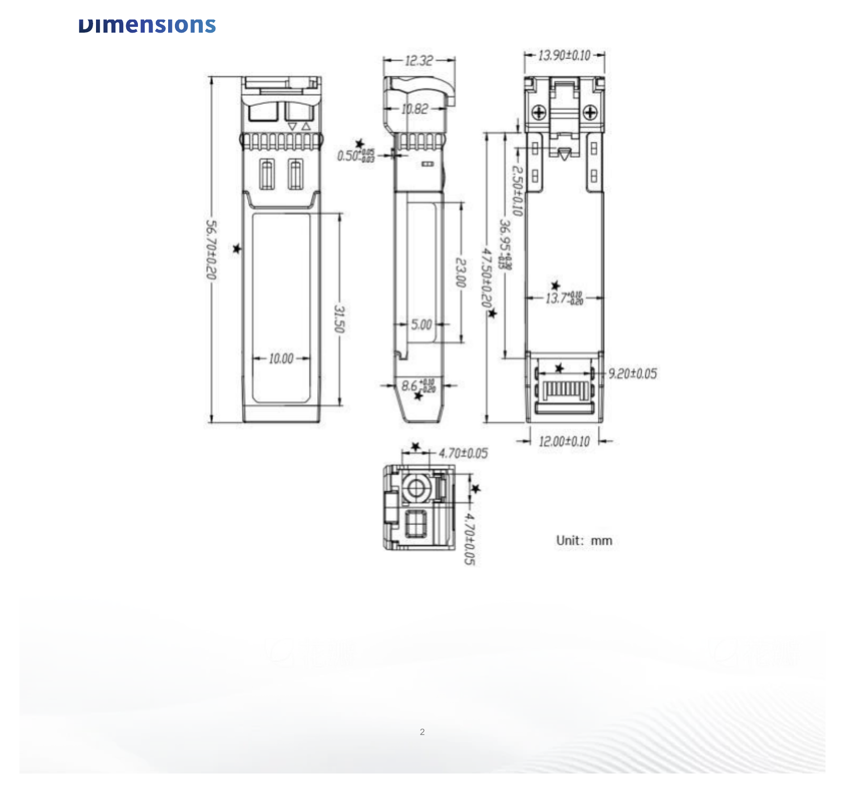 SFP-XG-TX1270-RX1330-IN 外形尺寸圖 詳見圖示｜Unit: mm