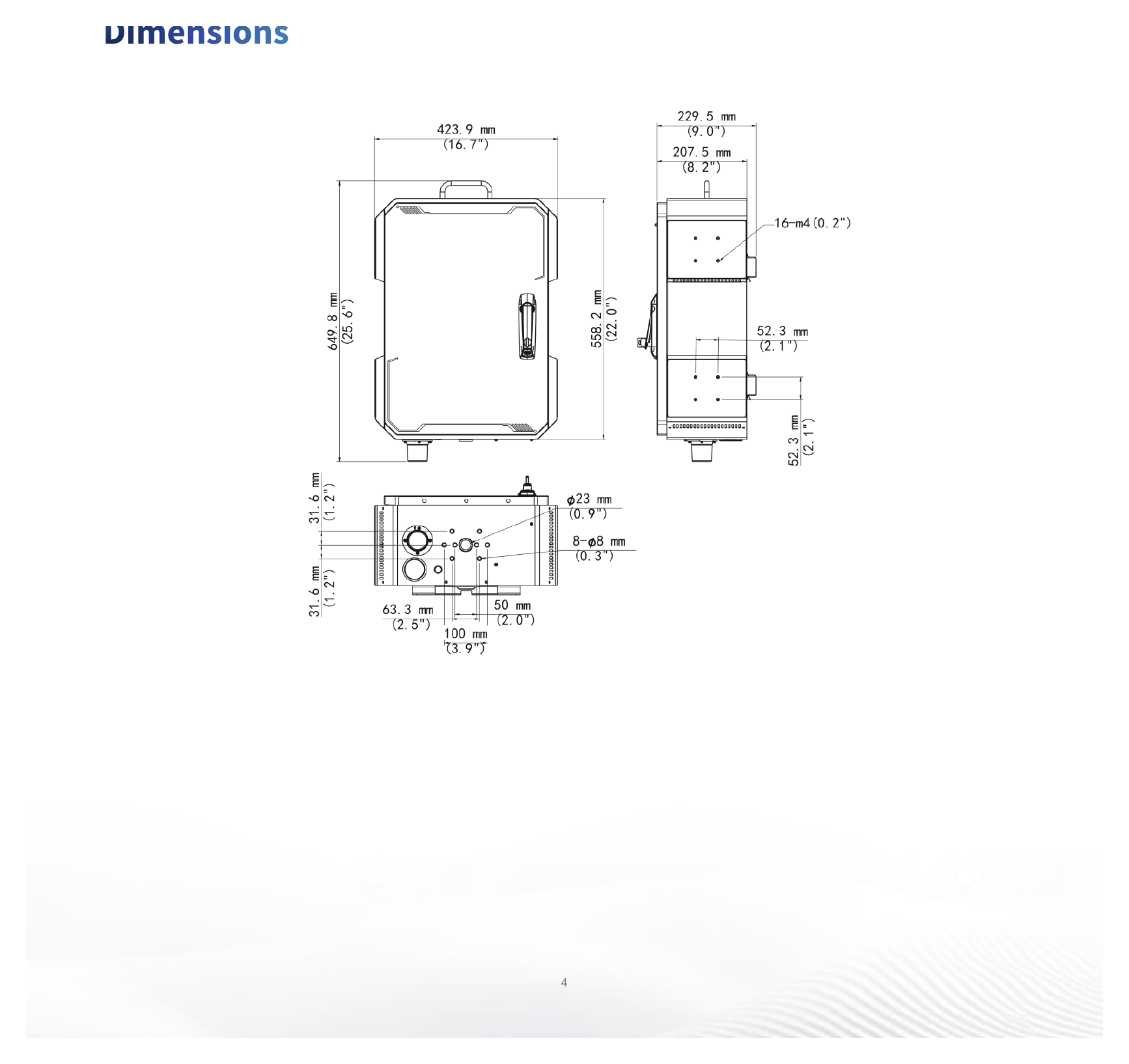 SMBOX01-R-US 外形尺寸圖 650 (H) × 424 (W) × 230 (D) mm The space has a depth of 55mm and a width of 190mm for installing a 4G router, Select a 4