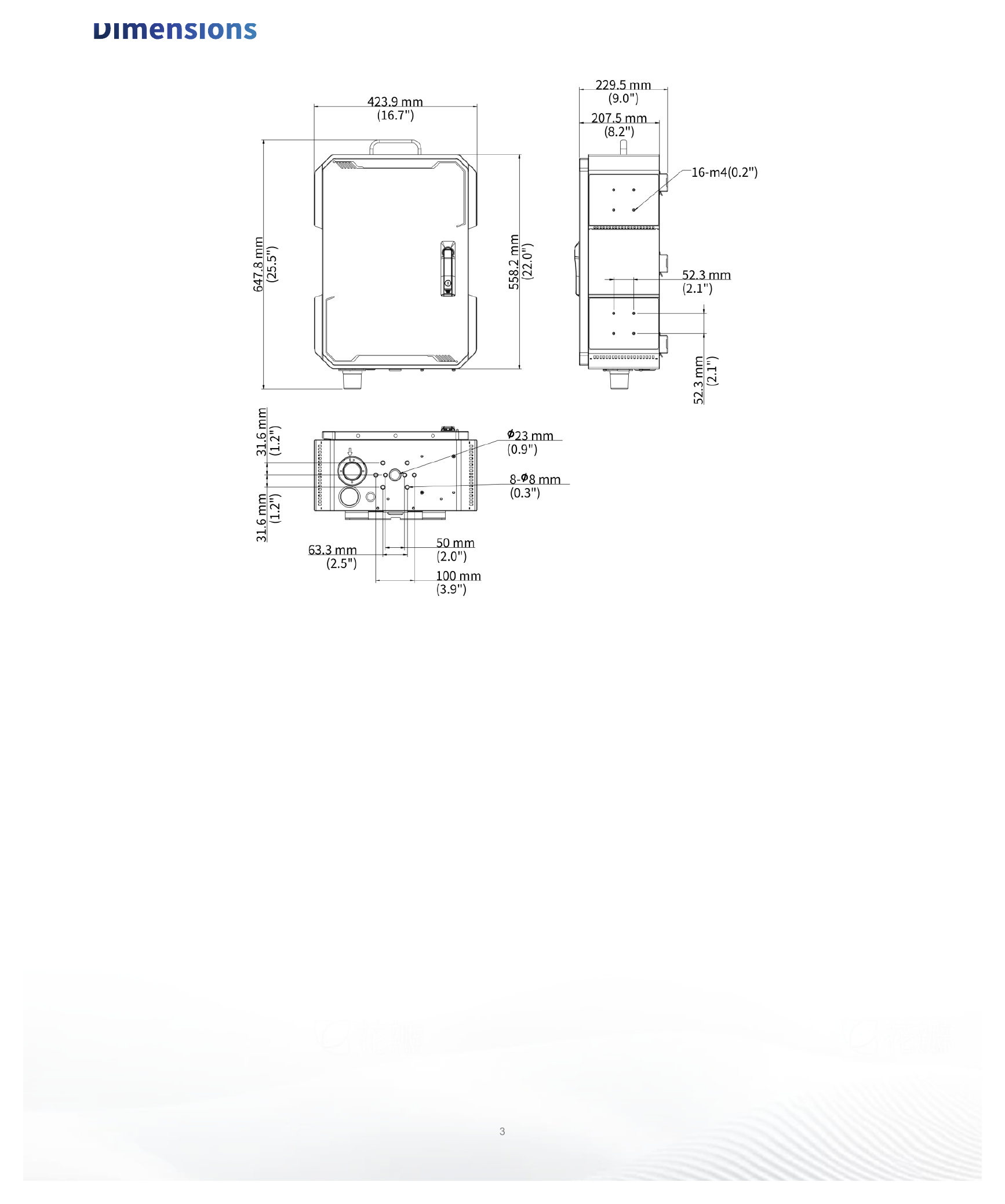 SMBOX02 外形尺寸圖 650 (H) × 424 (W) × 230 (D) mm The space has a depth of 55mm and a width of 190mm for installing a 4G router, Select a 4