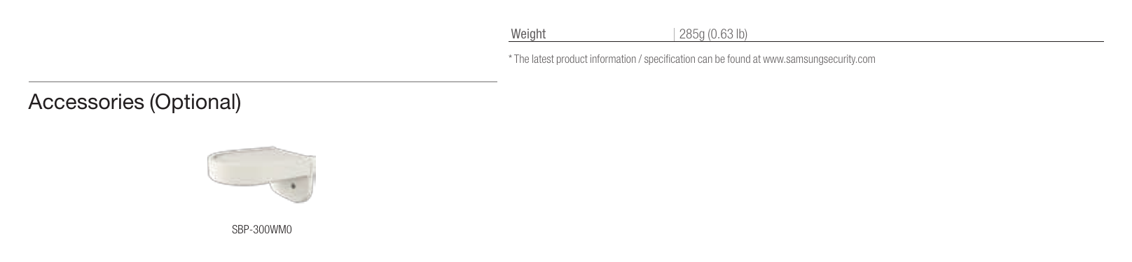 SND-5011 外形尺寸圖 Unit : mm (inch)｜重量 285g (0.63 lb) * The latest product information / specification can be found at www.samsungsecurity.