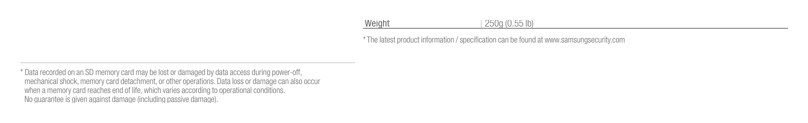SNO-L6013R 外形尺寸圖 Unit : mm (inch)｜重量 250g (0.55 lb) * The latest product information / specification can be found at www.samsungsecurity.