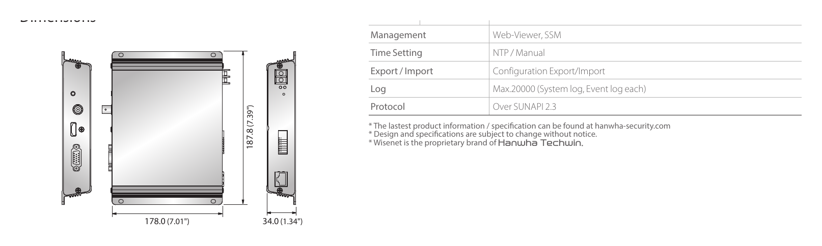 SPD-151 外形尺寸圖 Unit : mm (inch) Audio Codec G.711/G.726/AAC｜Unit: mm