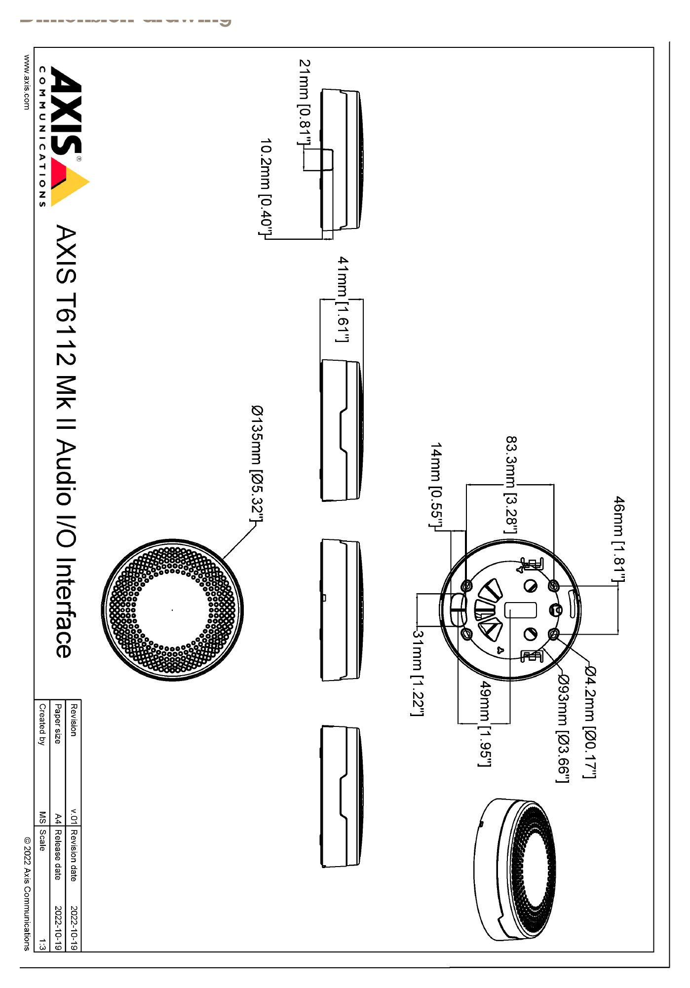T6112-MK-II-AUDIO-AND-IO-INTERFACE 外形尺寸圖 詳見圖示｜Unit: mm