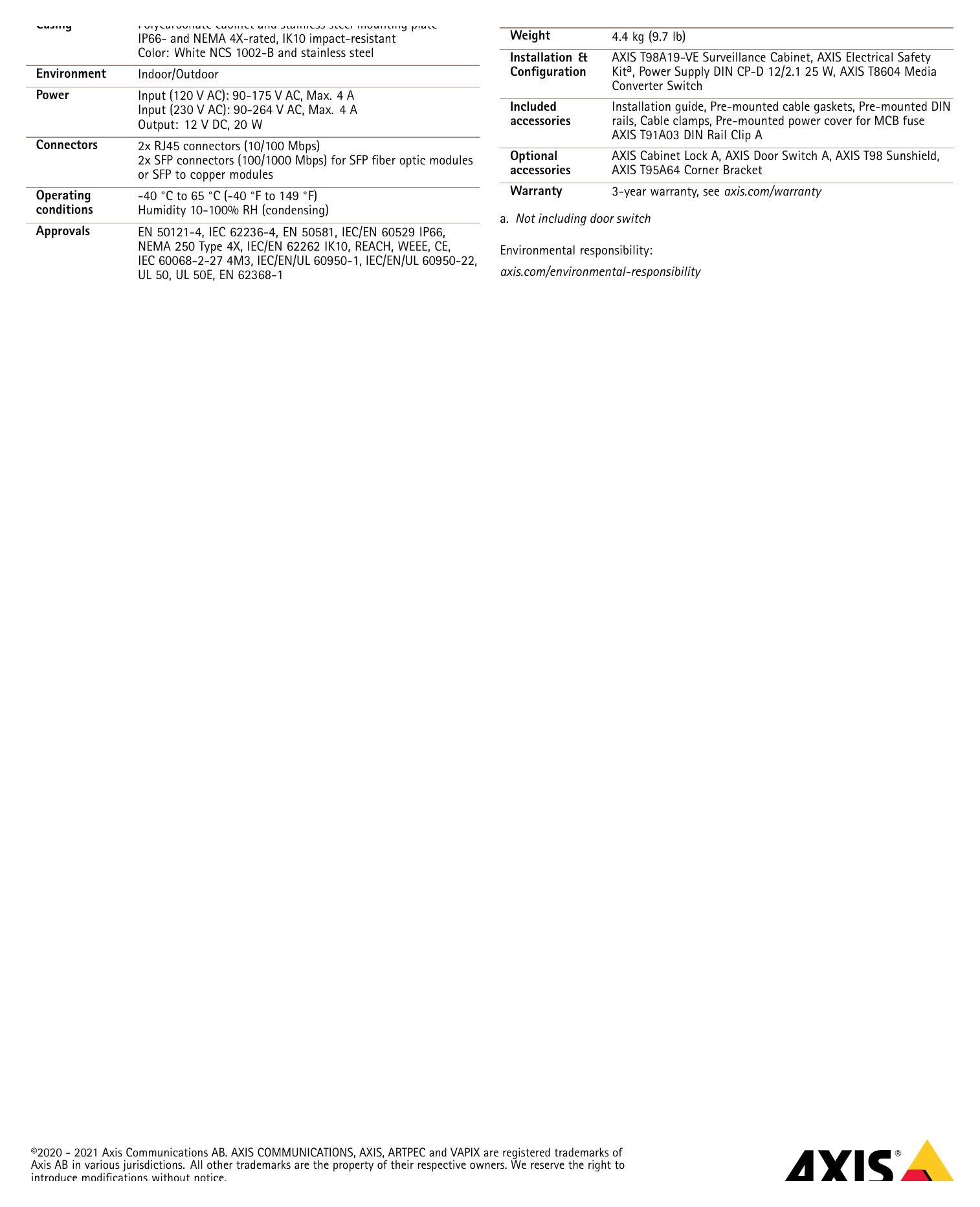 T98A19-VE-MEDIA-CONVERTER-CABINET-A 外形尺寸圖 249 x 361 x 131 mm (9 13/16 x 14 3/16 x 5 3/16 in)｜Unit: mm