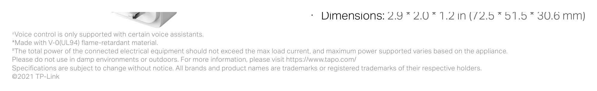 TAPO-P110%28UK%291.0 外形尺寸圖 詳見圖示|Unit: mm