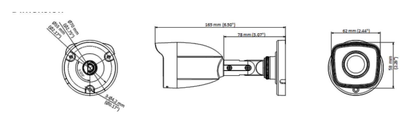 THC-B120-C 外形尺寸圖 165 mm × 62 mm × 58 mm (6.50