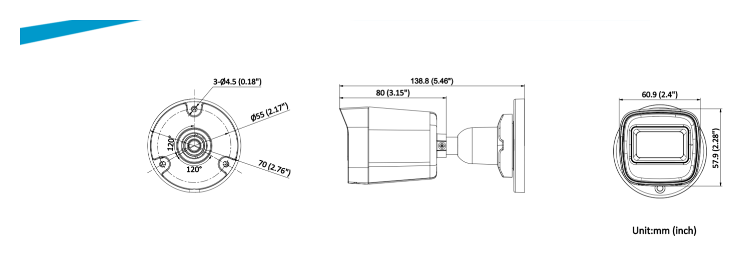 THC-B120-PIC 外形尺寸圖 138.8 mm × 60.9 mm × 57.9 mm (5.46