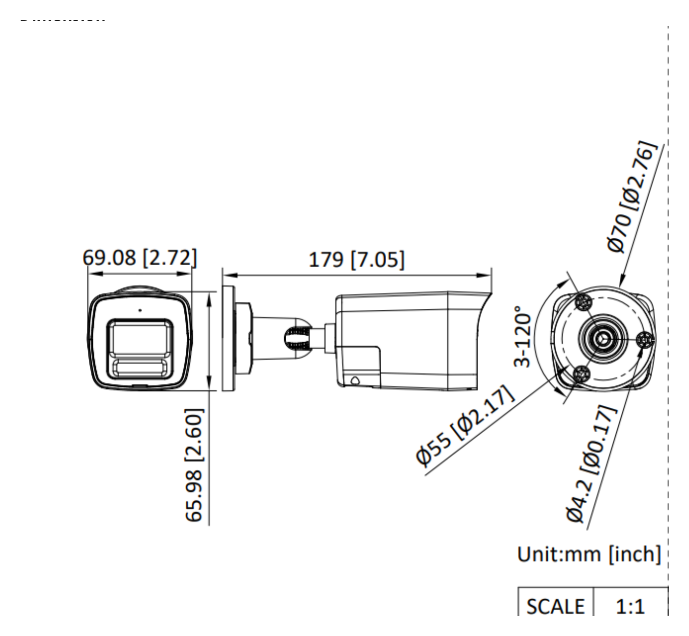 THC-B127-LPTS 外形尺寸圖 179 mm × 66 mm × 69.1 mm (7.05" × 2.6" × 2.72")｜重量 Approx. 245 g (0.54 lb.)｜Unit: mm