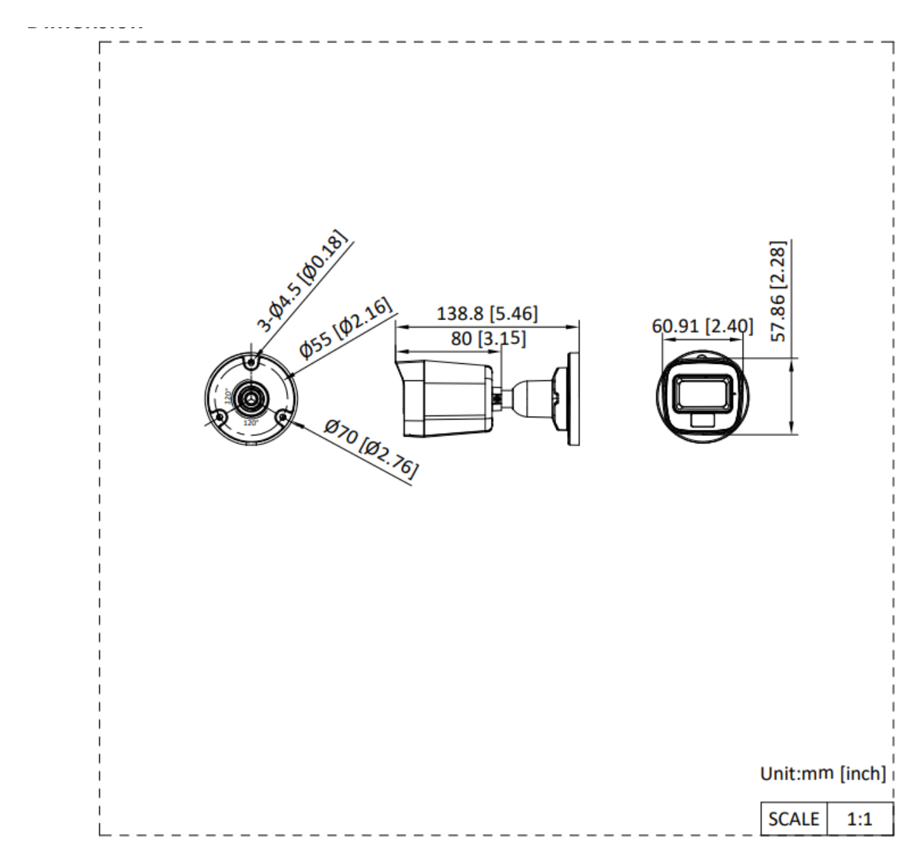 THC-B129-LPS 外形尺寸圖 138.8 mm × 60.9 mm × 57.9 mm (5.47