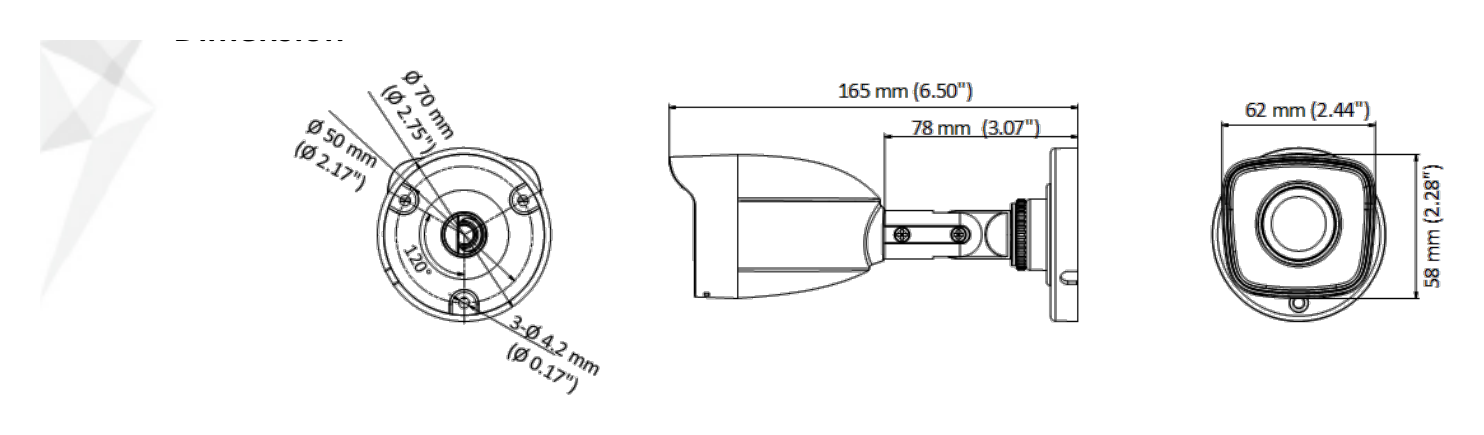 THC-B150-P 外形尺寸圖 165 mm × 62 mm × 58 mm ( 6.50