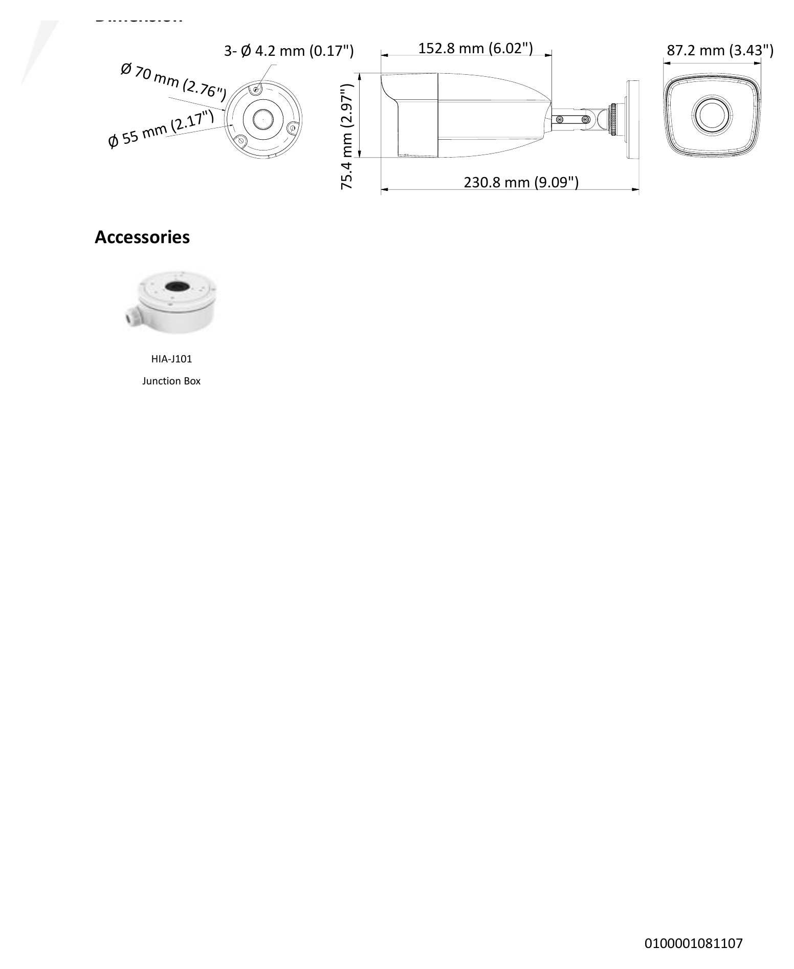 THC-B220 外形尺寸圖 75.4mm × 230.8 mm × 87.2 mm (2.97