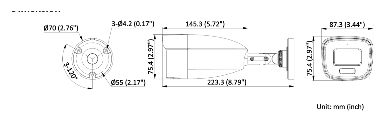 THC-B227-LMS 外形尺寸圖 223.3 mm × 75.4 mm × 87.3 mm (8.79