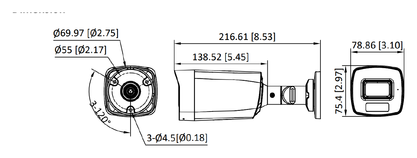 THC-B229-LS 外形尺寸圖 216.6 mm × 78.9 mm × 75.4 mm (8.53