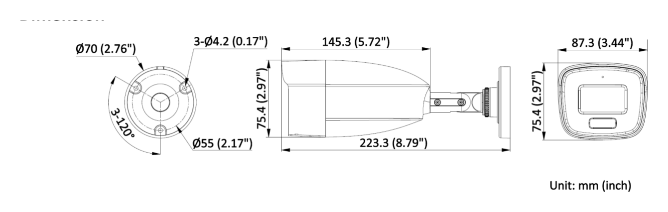 THC-B257-LMS 外形尺寸圖 223.3 mm × 75.4 mm × 87.3 mm (8.79
