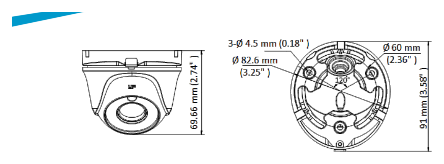 THC-T120-M 外形尺寸圖 Ø 82.6 mm × 69.66 mm (Ø 3.25