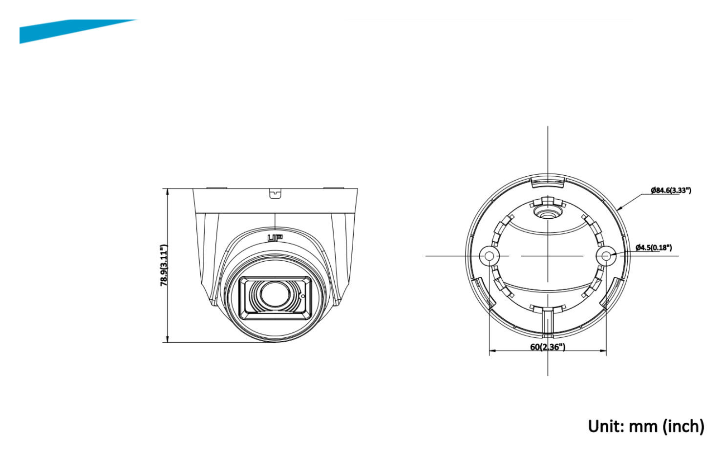 THC-T120-PIC 外形尺寸圖 Ø 84.6 mm × 78.9 mm (Ø 3.33