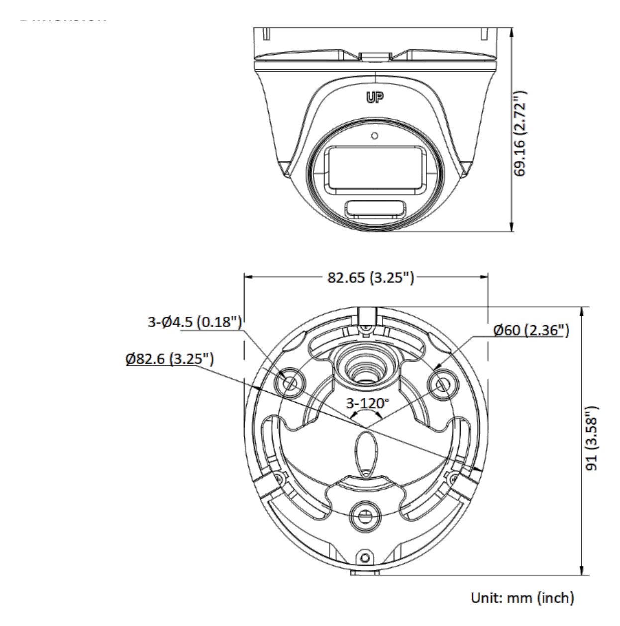 THC-T127-LMS 外形尺寸圖 Ø 82.65 mm × 69.16 mm (Ø 3.25